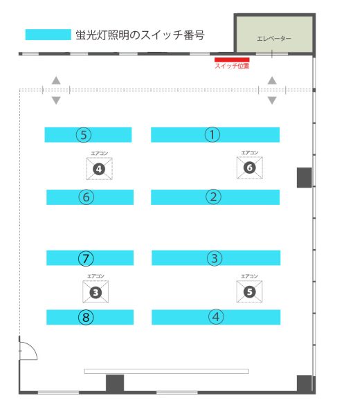 蛍光灯とエアコンの位置